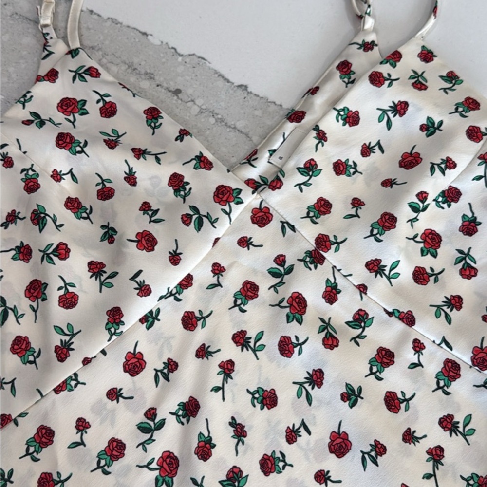a new day Rose Print Cream midi dress